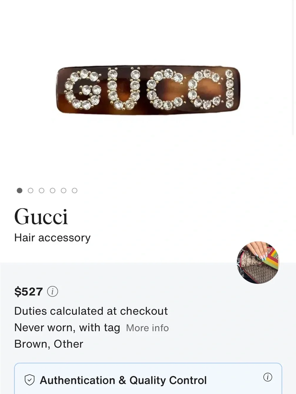 Gucci tortoiseshell hair clip